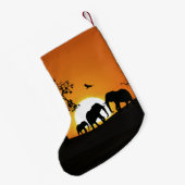 Olifanten bij zonsondergang kleine kerstsok (Achterkant (Hangend))