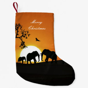 Olifanten bij zonsondergang kleine kerstsok