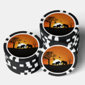 Olifanten bij zonsondergang pokerchips (Opstapeling)