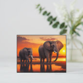 Olifanten bij zonsopgang (AI gegenereerd) Briefkaart (Staand voorkant)