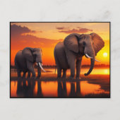 Olifanten bij zonsopgang (AI gegenereerd) Briefkaart (Voorkant)