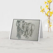 Olifanten Blank Wenskaart Kaart (Gele Bloem)