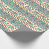 Olifanten, bloemen, etnisch gestreept patroon cadeaupapier (Hoek)
