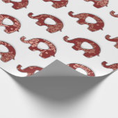 Olifanten Bloemen Grijs Bourgondië Koper Oosters Cadeaupapier (Hoek)