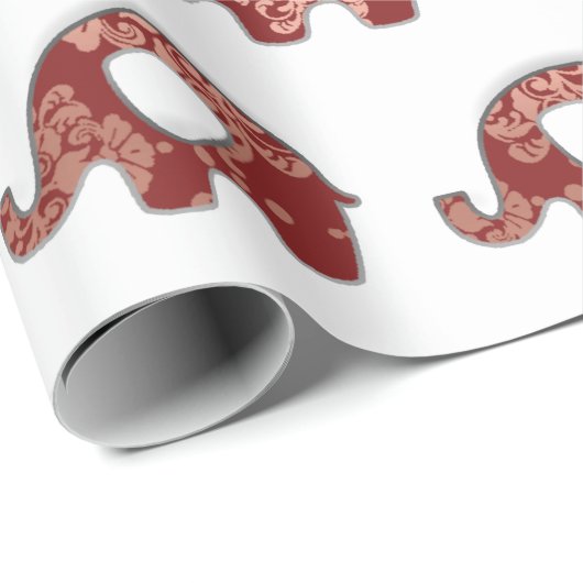 Olifanten Bloemen Grijs Bourgondië Koper Oosters Cadeaupapier (Rol Hoek)