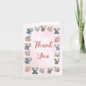 Olifanten Boho Oerwoud Bloem Roze Dank je kaart (Voorkant)