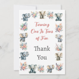 Olifanten & Boho Oerwoud Bloemen Dankjewel Kaart