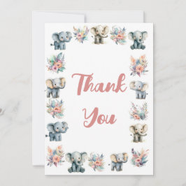 Olifanten & Boho Oerwoud Bloemen Dankjewel Kaart