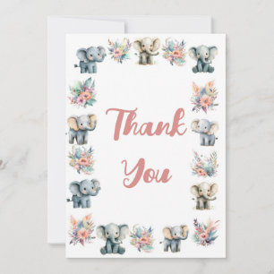 Olifanten & Boho Oerwoud Bloemen Dankjewel Kaart