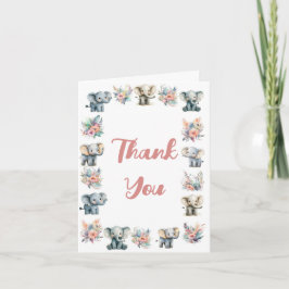 Olifanten & Boho Oerwoud Bloemen Dankjewel Kaart