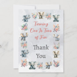 Olifanten Boho Oerwoud Bloemen Grijs Bedankt Card Kaart