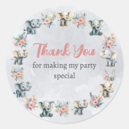 Olifanten & Boho Oerwoud Bloemen op Grijze Sticker