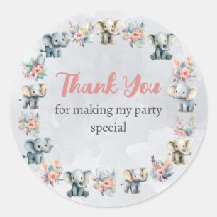 Olifanten & Boho Oerwoud Bloemen op Grijze Sticker
