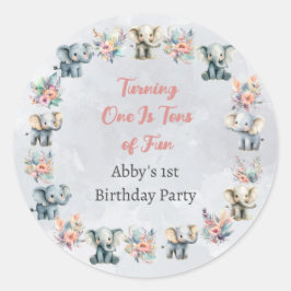 Olifanten & Boho Oerwoud Bloemen op Grijze Sticker