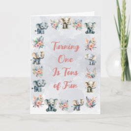 Olifanten & Boho Oerwoud Bloemen op Grijze Verjaar