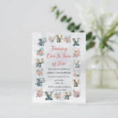 Olifanten & Boho Oerwoud Bloemen op Grijze Verjaar Briefkaart (Staand voorkant)