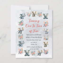 Olifanten & Boho Oerwoud Bloemen op Grijze Verjaar Briefkaart