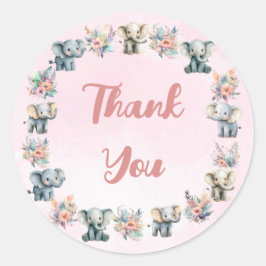 Olifanten & Boho Oerwoud Bloemen op Roze Sticker