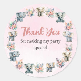 Olifanten & Boho Oerwoud Bloemen op Roze Sticker