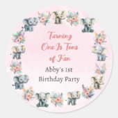 Olifanten & Boho Oerwoud Bloemen op Roze Sticker (Voorkant)