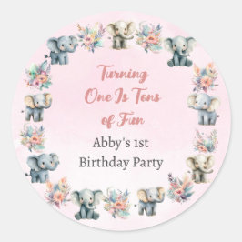 Olifanten & Boho Oerwoud Bloemen op Roze Sticker