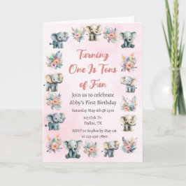 Olifanten & Boho Oerwoud bloemen op roze verjaarda
