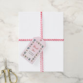 Olifanten & Boho Oerwoud bloemen op roze verjaarda Cadeaulabel (Met Touw)
