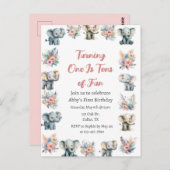 Olifanten & Boho Oerwoud Bloemen Verjaardag Briefkaart (Voorkant / Achterkant)