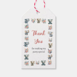 Olifanten & Boho Oerwoud Bloemen Verjaardag Cadeaulabel