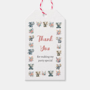 Olifanten & Boho Oerwoud Bloemen Verjaardag Cadeaulabel