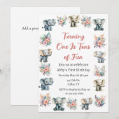 Olifanten & Boho Oerwoud Bloemen Verjaardag Kaart (Voorkant / Achterkant)