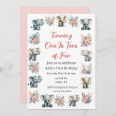 Olifanten & Boho Oerwoud Bloemen Verjaardag Kaart (Voorkant / Achterkant)