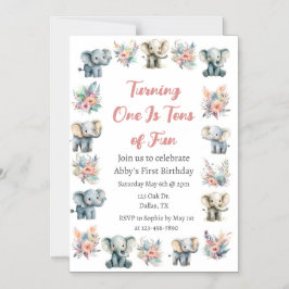 Olifanten & Boho Oerwoud Bloemen Verjaardag Magnetische Uitnodiging