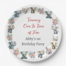 Olifanten & Boho Oerwoud Bloemen Verjaardag Papieren Bordje
