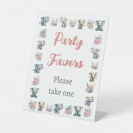 Olifanten & Boho Oerwoud Bloemen Verjaardag Reclamebord Met Voetstuk