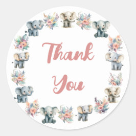 Olifanten & Boho Oerwoud Bloemen Verjaardag Sticke Ronde Sticker