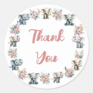 Olifanten & Boho Oerwoud Bloemen Verjaardag Sticke Ronde Sticker