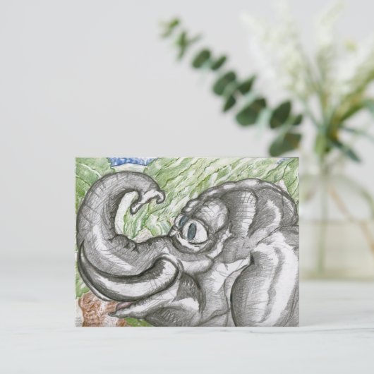 olifanten briefkaart (Staand voorkant)