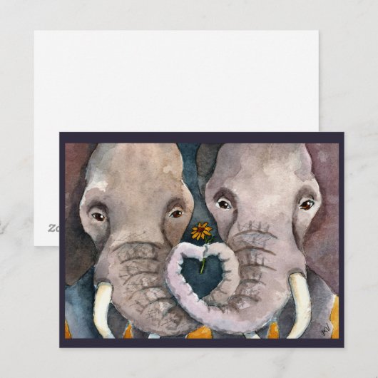 Olifanten, briefkaart van Afrikaanse dieren (Voorkant / Achterkant)