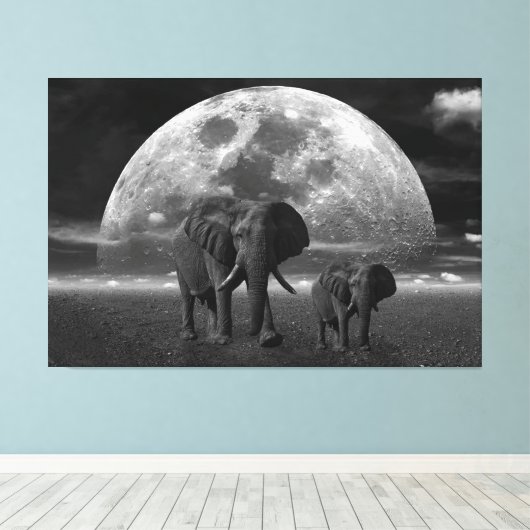 Olifanten Canvas Afdruk (Insitu (Houten vloer))