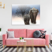 Olifanten Canvas Afdruk (Insitu (Woonkamer))