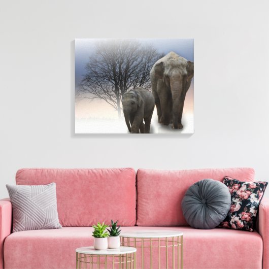 Olifanten Canvas Afdruk (Insitu (Woonkamer))