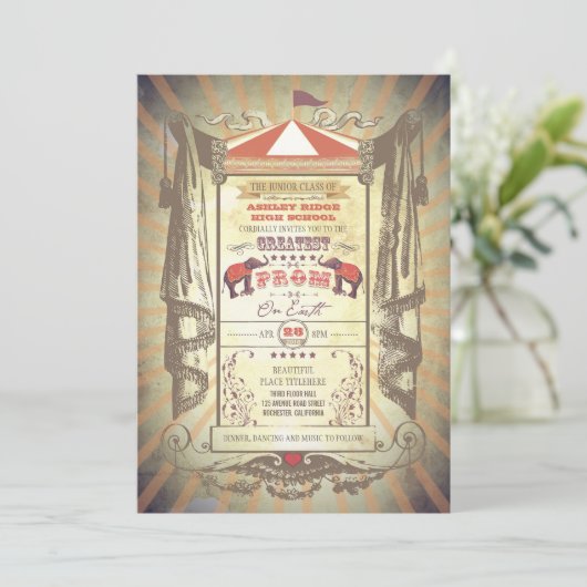 Olifanten Carnaval Circus Uitnodigingen (Staand voorkant)