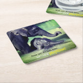 Olifanten die in de rivier baden kartonnen onderzetters (Schuin)