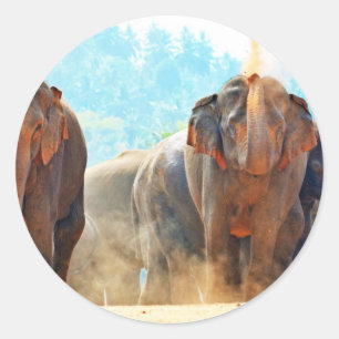 Olifanten Dieren Safari Bestemming Vrede Liefde Ronde Sticker