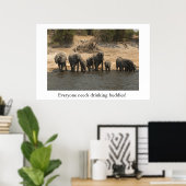 Olifanten Drink de rivier de Chobe Poster (Thuiskantoor)