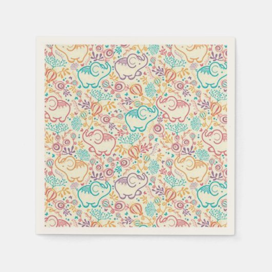 Olifanten Ecru Standaard Cocktail Papieren servett Servetten (Voorkant)