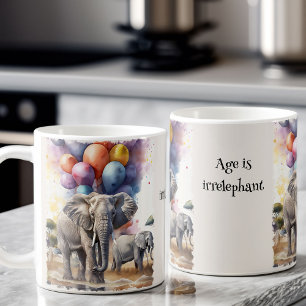 Olifanten en ballonnen Grappige leeftijd grap Verj Koffiemok
