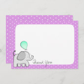 Olifanten en ballonnen Magenta bedankt (Voorkant / Achterkant)