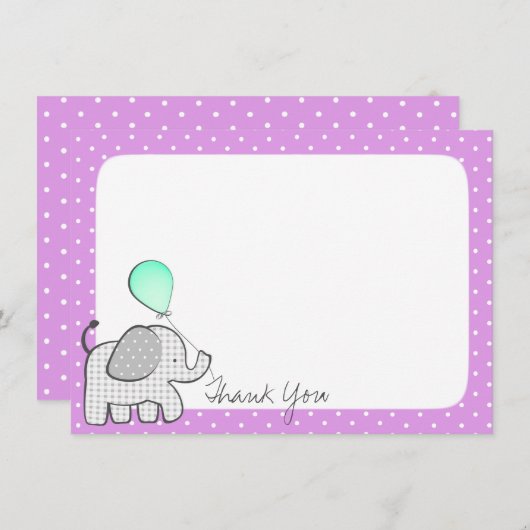 Olifanten en ballonnen Magenta bedankt (Voorkant / Achterkant)